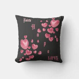 Cojín decorativo cristiano "Fe, Esperanza y Amor"