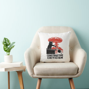 Cojín Decorativo Crítica Constructiva de Gato Divertida Meme de Lin