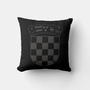 Cojín Decorativo Croacia, escudo de armas, negro, oscuro, grb Hrvat