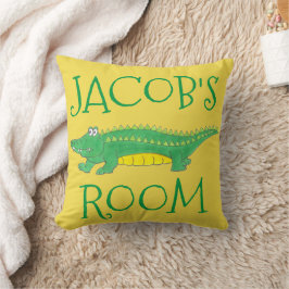 Cojín Decorativo Croc de gator verde amarillo personalizado
