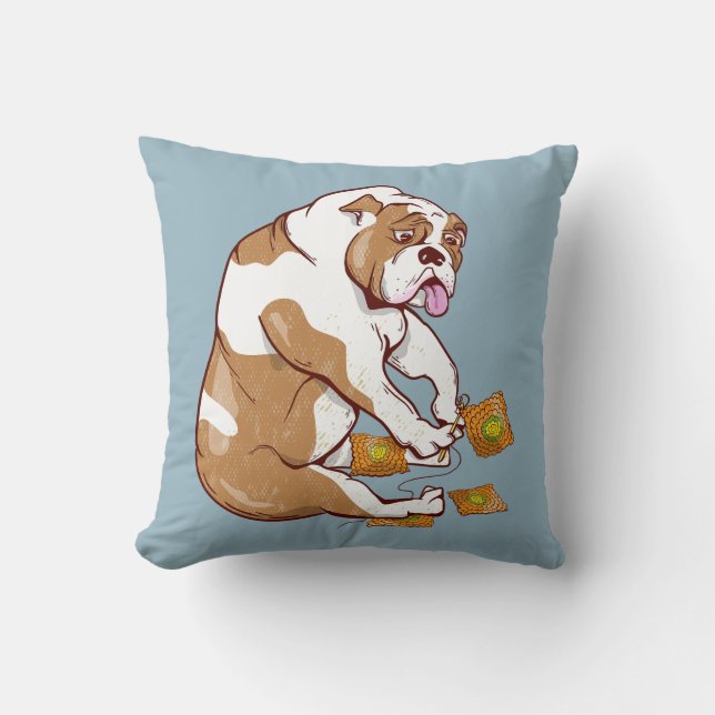 Cojín Decorativo Crochet de Bulldog inglés (Anverso)