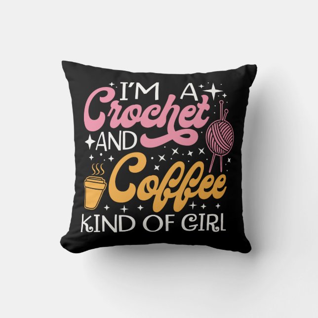 Cojín Decorativo Crochet Y Café (Anverso)