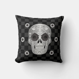 Cojín decorativo cromado Calavera (Rosa negro)