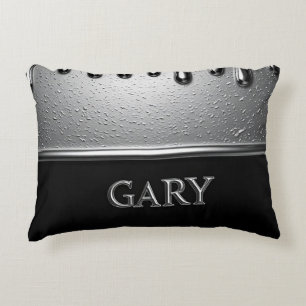 Cojín Decorativo Cromo Plateado Gary Nombre Moderno Lujo