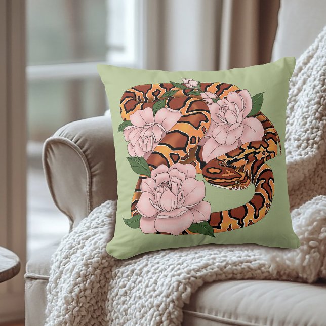 Cojín Decorativo Cron Snake Pink Flores verdes (Subido por el creador)