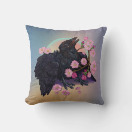 Cojín Decorativo Crow con flores de manzana