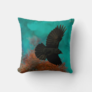 Cojín Decorativo Crow de otoño en aumento