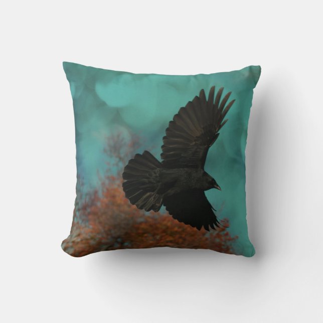 Cojín Decorativo Crow de otoño en aumento (Anverso)