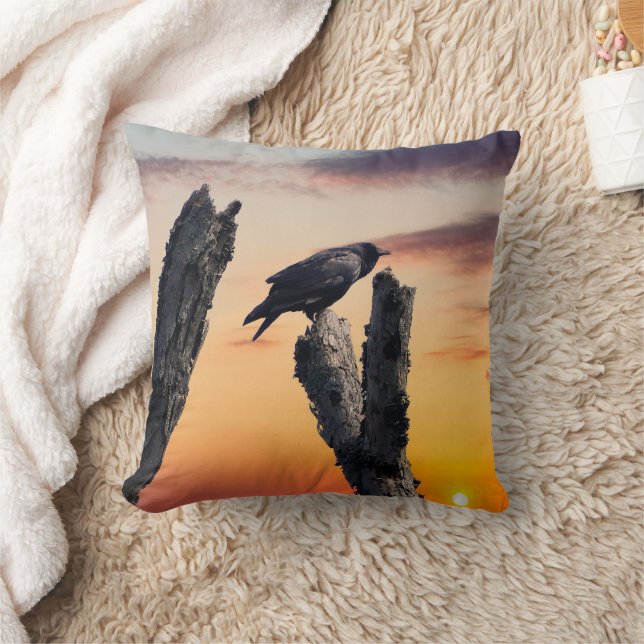 Cojín Decorativo Crow en el amanecer (Manta)
