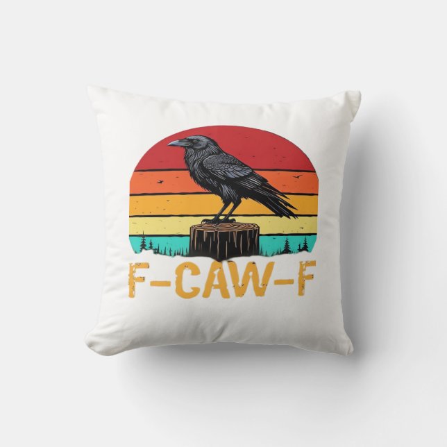 Cojín Decorativo Crow, F-Caw-F Funny Bird Retro Classic (Anverso)