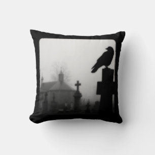 Cojín Decorativo Crow Oscuro En Blanco Y Negro