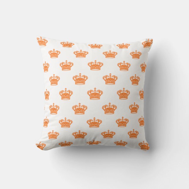 Cojín Decorativo Crown 01 - Naranja en blanco (Anverso)