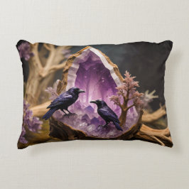 Cojín Decorativo Crows Ravens Amethyst Crystal Fantasy