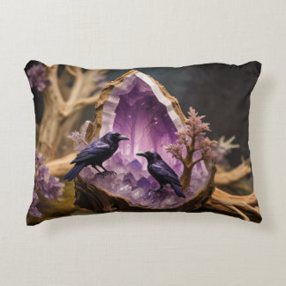 Cojín Decorativo Crows Ravens Amethyst Crystal Fantasy
