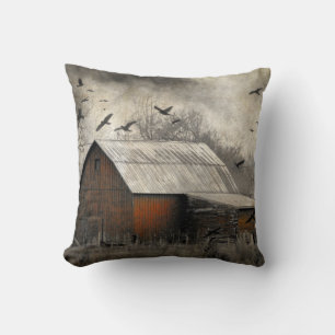 Cojín Decorativo Crows Y El Antiguo Barn