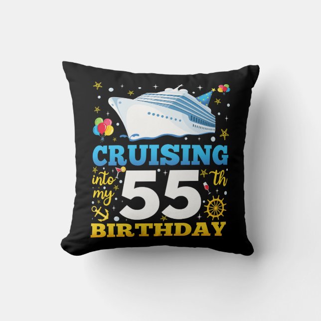 Cojín Decorativo Crucero en mi fiesta de cumpleaños 55 (Anverso)