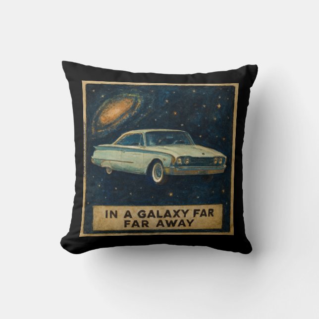 Cojín Decorativo Crucero Retro en el Espacio Profundo  (Anverso)