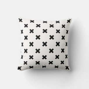 Cojín Decorativo Cruces de polka negra sobre blanco