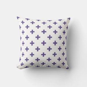 Cojín Decorativo Cruces de polka ultravioleta sobre blanco