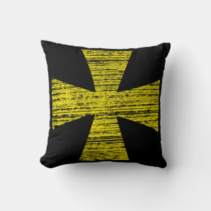 Cojín Decorativo Cruz angustiado de estilo masón libre amarillo