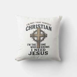 Cojín Decorativo Cruz Cristiana Corona de Espinas Camiseta de Fe Vi