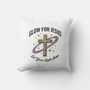 Cojín Decorativo Cruz Cristiana Glow para Jesús Vector Vintage
