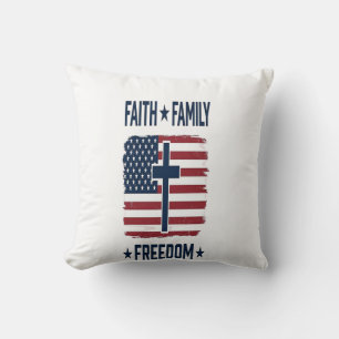 Cojín Decorativo Cruz Patriótica Libertad Familia Fe Vect Bandera d