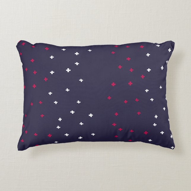 Cojín Decorativo Cruz suiza blanca y azul patriótica más signo (Anverso)