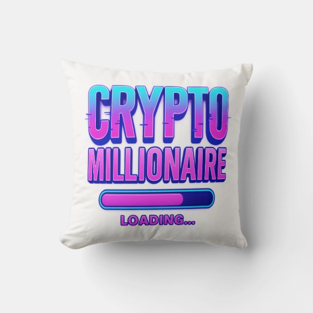 Cojín Decorativo Crypto Millionaire Loading | Neon Digital Currency (Anverso)