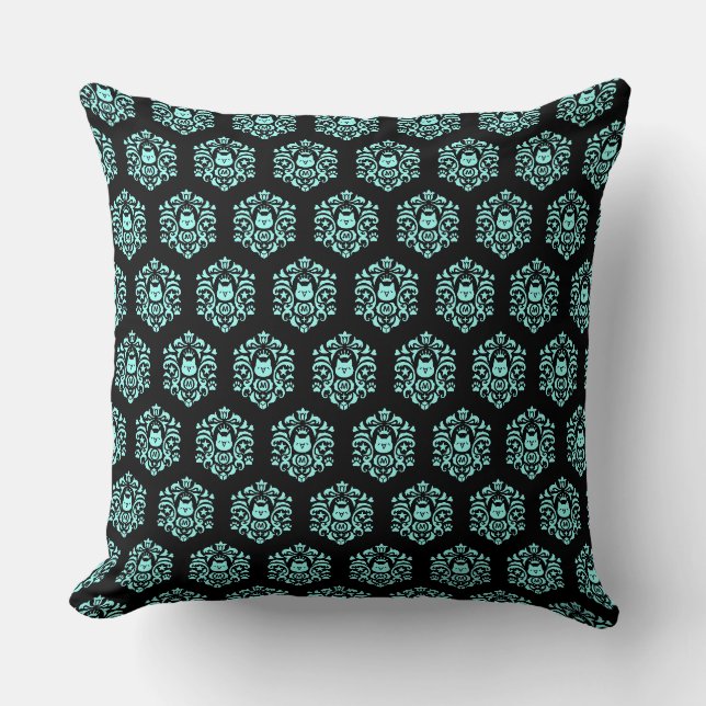 Cojín Decorativo Cryptocurrency MonaCoin MonaDamask Pattern Blue (Anverso)
