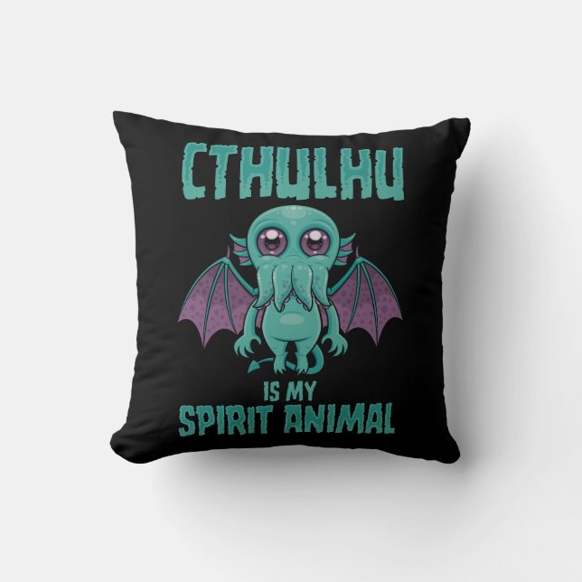 Cojín Decorativo Cthulhu es mi animal espiritual (Anverso)