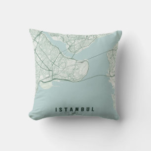 Cojín Decorativo Cuaderno de mapa de la ciudad de Estambul Turquía 