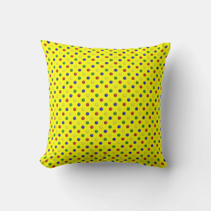 Cojín decorativo cuadrado amarillo con puntos pola