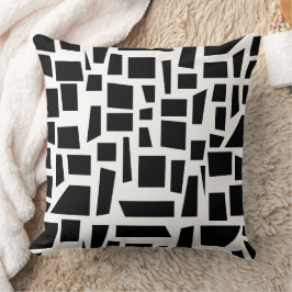 Cojín Decorativo Cuadrado blanco y negro y arte del patrón de rectá