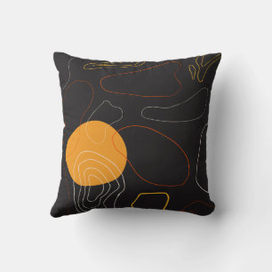 Cojín Decorativo Cuadrado de arte del patrón abstracto negro