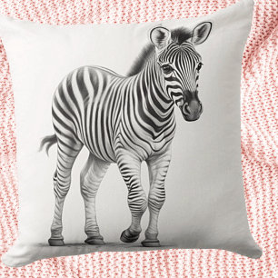 Cojín decorativo cuadrado de cebra de bebé blanco 