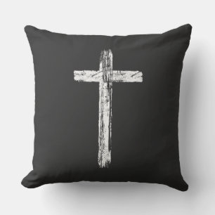 Cojín Decorativo Cuadrado de cruz de Grunge cristiano