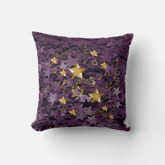 Cojín decorativo cuadrado de las estrellas moradas