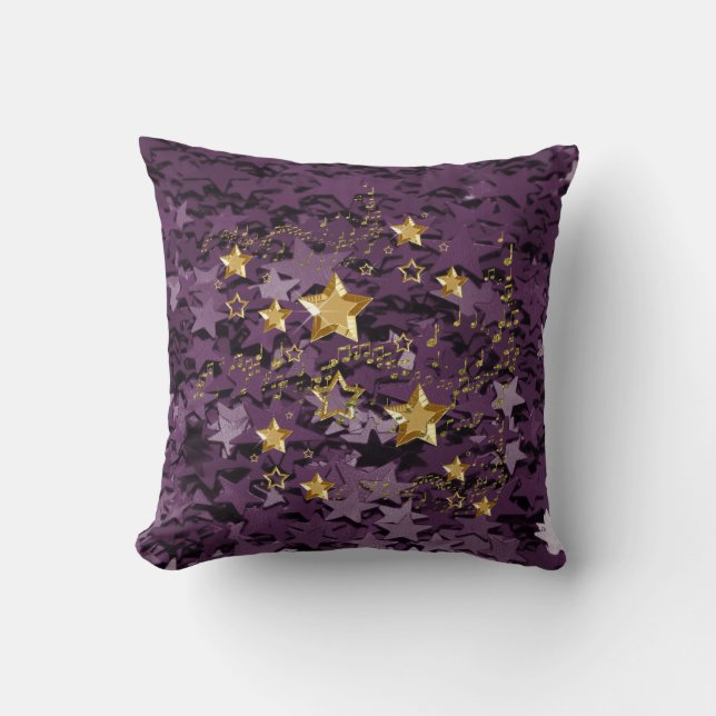 Cojín decorativo cuadrado de las estrellas moradas (Anverso)