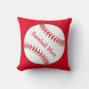 Cojín decorativo cuadrado de mamá de béisbol