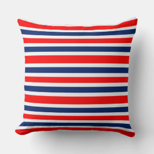 Cojín decorativo cuadrado de rayas rojas y blancas
