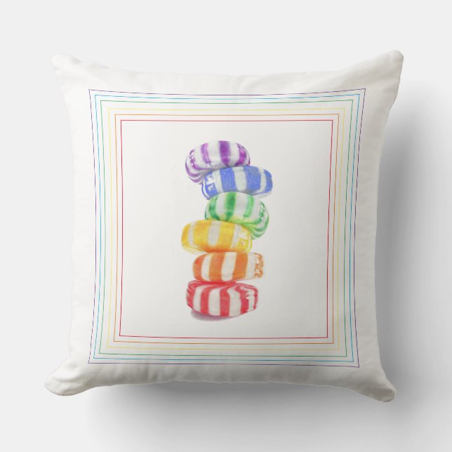 COJÍN DECORATIVO cuadrado del CANDY DE RAINBOW (Anverso)