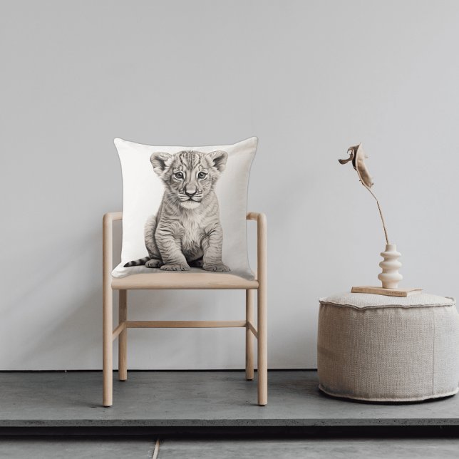 Cojín decorativo cuadrado del cubo de león blanco  (Subido por el creador)