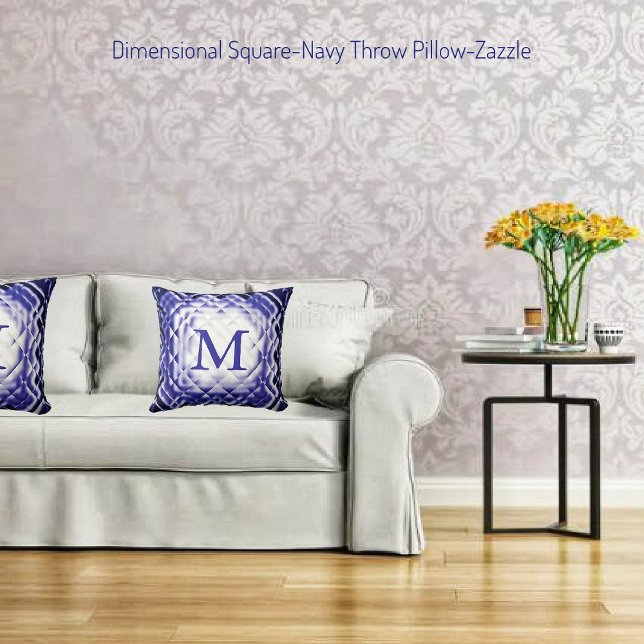 Cojín Decorativo Cuadrado dimensional-Navy-M (Subido por el creador)