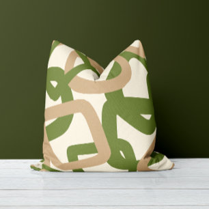 Cojín Decorativo Cuadrado Enredado Verde Oliva