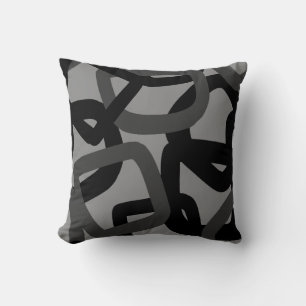 Cojín Decorativo Cuadrado Entrelazado Negro y Gris Carbón