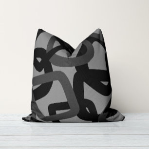 Cojín Decorativo Cuadrado Entrelazado Negro y Gris Carbón
