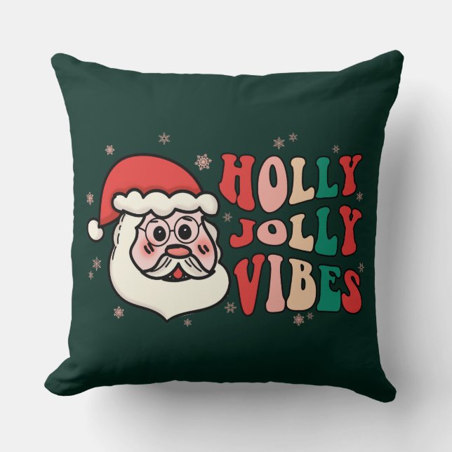 Cojín decorativo cuadrado Holly Jolly Vibes (Anverso)
