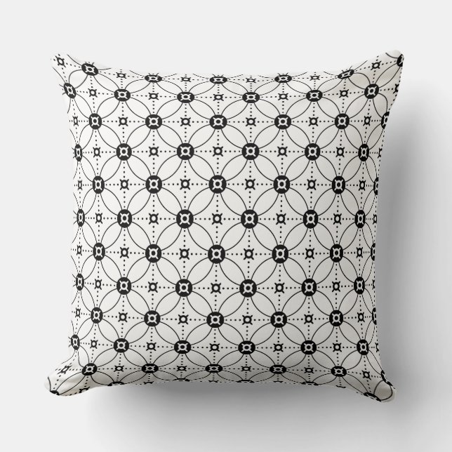 Cojín Decorativo Cuadrado japonés blanco negro (Anverso)