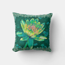 Cojín Decorativo Cuadrado Pillow Water Lily Diseño Verde